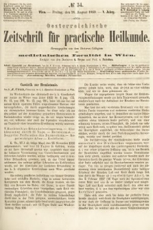 Oesterreichische Zeitschrift für Practische Heikunde : herausgegeben von dem Doctoren - Collegium der Medicinischen Facultät in Wien. 1859, nr 34