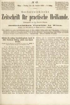 Oesterreichische Zeitschrift für Practische Heikunde : herausgegeben von dem Doctoren - Collegium der Medicinischen Facultät in Wien. 1859, nr 43
