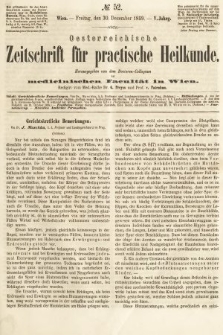 Oesterreichische Zeitschrift für Practische Heikunde : herausgegeben von dem Doctoren - Collegium der Medicinischen Facultät in Wien. 1859, nr 52