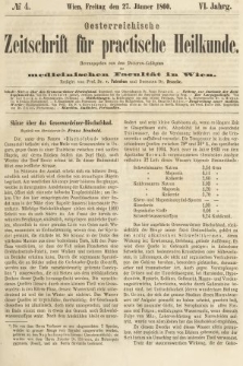 Oesterreichische Zeitschrift für Practische Heikunde : herausgegeben von dem Doctoren - Collegium der Medicinischen Facultät in Wien. 1860, nr 4