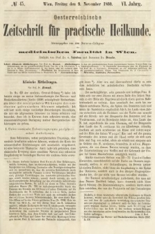 Oesterreichische Zeitschrift für Practische Heikunde : herausgegeben von dem Doctoren - Collegium der Medicinischen Facultät in Wien. 1860, nr 45