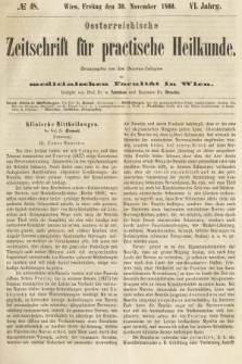 Oesterreichische Zeitschrift für Practische Heikunde : herausgegeben von dem Doctoren - Collegium der Medicinischen Facultät in Wien. 1860, nr 48
