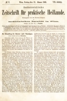 Oesterreichische Zeitschrift für Practische Heikunde : herausgegeben von dem Doctoren - Collegium der Medicinischen Facultät in Wien. 1861, nr 2