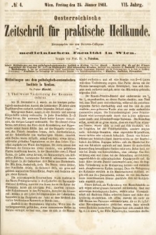 Oesterreichische Zeitschrift für Practische Heikunde : herausgegeben von dem Doctoren - Collegium der Medicinischen Facultät in Wien. 1861, nr 4