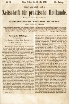 Oesterreichische Zeitschrift für Practische Heikunde : herausgegeben von dem Doctoren - Collegium der Medicinischen Facultät in Wien. 1861, nr 20