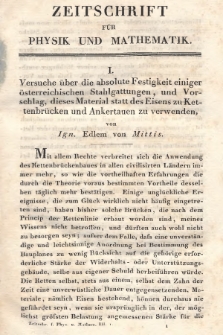 Zeitschrift für Physik und Mathematik. Bd. 3, 1827, [Heft 1]
