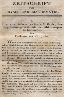 Zeitschrift für Physik und Mathematik. Bd. 4, 1828, [Heft 1]