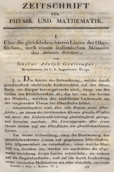 Zeitschrift für Physik und Mathematik. Bd. 4, 1828, [Heft 4]