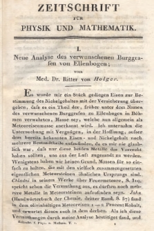 Zeitschrift für Physik und Mathematik. Bd. 5, 1829, [Heft 1]