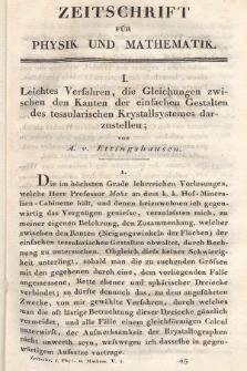 Zeitschrift für Physik und Mathematik. Bd. 5, 1829, [Heft 4]