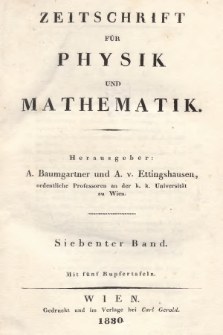 Zeitschrift für Physik und Mathematik. Bd. 7, 1830, Inhalt heft 1-4