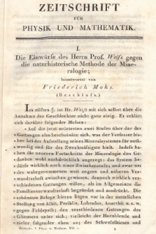 Zeitschrift für Physik und Mathematik. Bd. 7, 1830, [Heft 1]