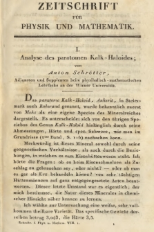 Zeitschrift für Physik und Mathematik. Bd. 8, 1830, [Heft 1]