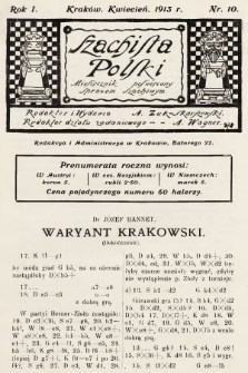 Szachista Polski : miesięcznik poświęcony sprawom szachowym. 1913, nr 10