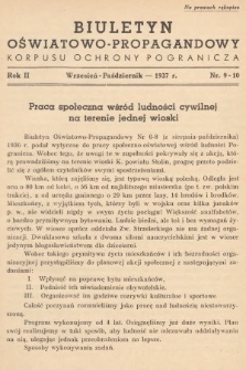 Biuletyn Oświatowo-Propagandowy Korpusu Ochrony Pogranicza. 1937, nr 9-10