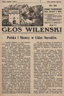 Głos Wileński : pismo tygodniowe dla miast i wsi. 1926, nr 39