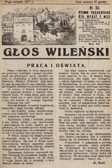 Głos Wileński : pismo tygodniowe dla miast i wsi. 1927, nr 33