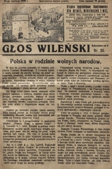 Głos Wileński : pismo tygodniowe ilustrowane dla miast, miasteczek i wsi. 1929, nr 25