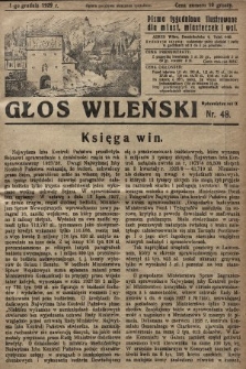 Głos Wileński : pismo tygodniowe ilustrowane dla miast, miasteczek i wsi. 1929, nr 48
