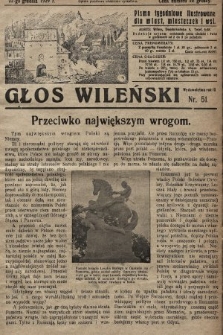 Głos Wileński : pismo tygodniowe ilustrowane dla miast, miasteczek i wsi. 1929, nr 51