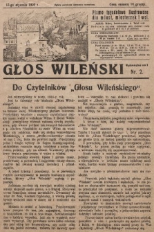 Głos Wileński : pismo tygodniowe ilustrowane dla miast, miasteczek i wsi. 1930, nr 2