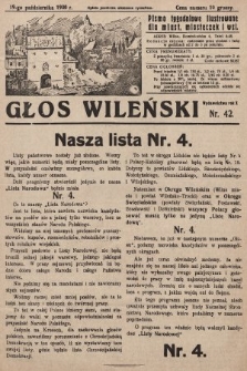 Głos Wileński : pismo tygodniowe ilustrowane dla miast, miasteczek i wsi. 1930, nr 42