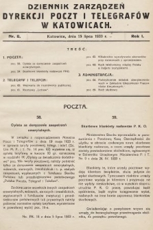 Dziennik Zarządzeń Dyrekcji Poczt i Telegrafów w Katowicach. 1933, nr 8