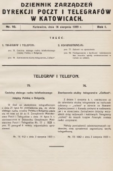 Dziennik Zarządzeń Dyrekcji Poczt i Telegrafów w Katowicach. 1933, nr 10