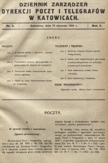 Dziennik Zarządzeń Dyrekcji Okręgu Poczt i Telegrafów w Katowicach. 1934, nr 1