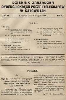 Dziennik Zarządzeń Dyrekcji Okręgu Poczt i Telegrafów w Katowicach. 1934, nr 15