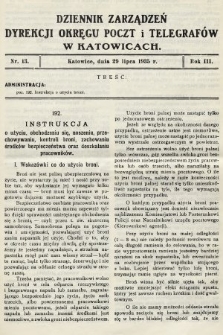 Dziennik Zarządzeń Dyrekcji Okręgu Poczt i Telegrafów w Katowicach. 1935, nr 13