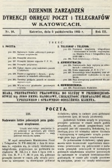 Dziennik Zarządzeń Dyrekcji Okręgu Poczt i Telegrafów w Katowicach. 1935, nr 16