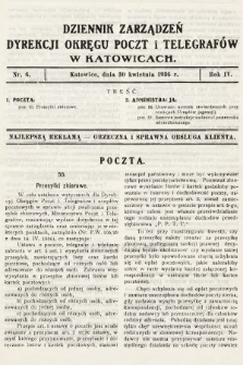 Dziennik Zarządzeń Dyrekcji Okręgu Poczt i Telegrafów w Katowicach. 1936, nr 6