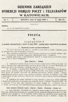 Dziennik Zarządzeń Dyrekcji Okręgu Poczt i Telegrafów w Katowicach. 1936, nr 7