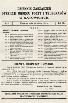 Dziennik Zarządzeń Dyrekcji Okręgu Poczt i Telegrafów w Katowicach. 1938, nr 2