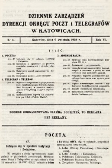 Dziennik Zarządzeń Dyrekcji Okręgu Poczt i Telegrafów w Katowicach. 1938, nr 4