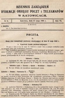 Dziennik Zarządzeń Dyrekcji Okręgu Poczt i Telegrafów w Katowicach. 1938, nr 6