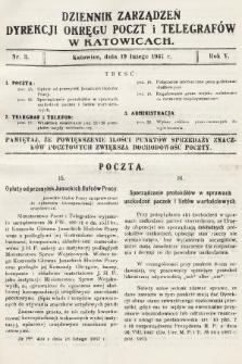 Dziennik Zarządzeń Dyrekcji Okręgu Poczt i Telegrafów w Katowicach. 1937, nr 3