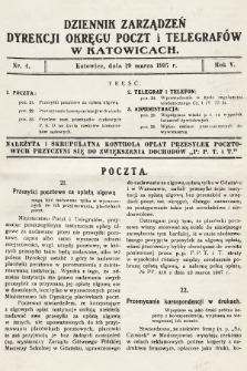 Dziennik Zarządzeń Dyrekcji Okręgu Poczt i Telegrafów w Katowicach. 1937, nr 4