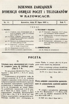 Dziennik Zarządzeń Dyrekcji Okręgu Poczt i Telegrafów w Katowicach. 1937, nr 11