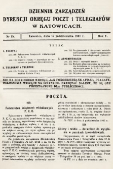 Dziennik Zarządzeń Dyrekcji Okręgu Poczt i Telegrafów w Katowicach. 1937, nr 15