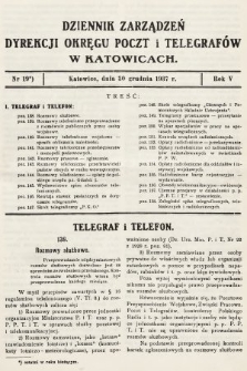 Dziennik Zarządzeń Dyrekcji Okręgu Poczt i Telegrafów w Katowicach. 1937, nr 19