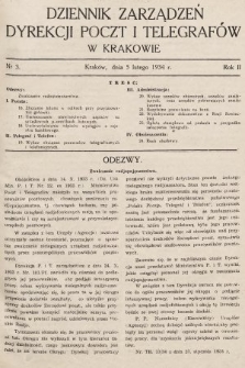 Dziennik Zarządzeń Dyrekcji Poczt i Telegrafów w Krakowie. 1934, nr 3