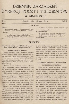 Dziennik Zarządzeń Dyrekcji Poczt i Telegrafów w Krakowie. 1934, nr 4