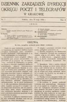 Dziennik Zarządzeń Dyrekcji Okręgu Poczt i Telegrafów w Krakowie. 1934, nr 7