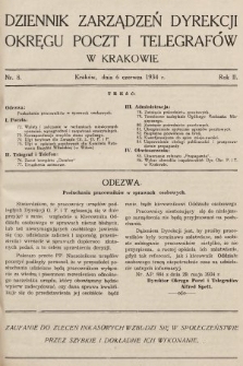 Dziennik Zarządzeń Dyrekcji Okręgu Poczt i Telegrafów w Krakowie. 1934, nr 8