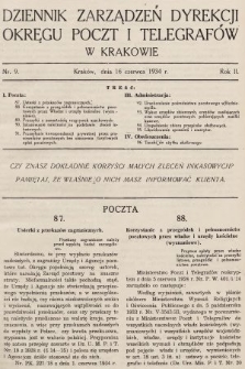 Dziennik Zarządzeń Dyrekcji Okręgu Poczt i Telegrafów w Krakowie. 1934, nr 9