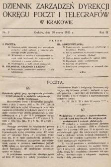 Dziennik Zarządzeń Dyrekcji Okręgu Poczt i Telegrafów w Krakowie. 1935, nr 5