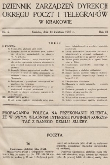 Dziennik Zarządzeń Dyrekcji Okręgu Poczt i Telegrafów w Krakowie. 1935, nr 6