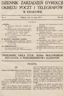 Dziennik Zarządzeń Dyrekcji Okręgu Poczt i Telegrafów w Krakowie. 1935, nr 8